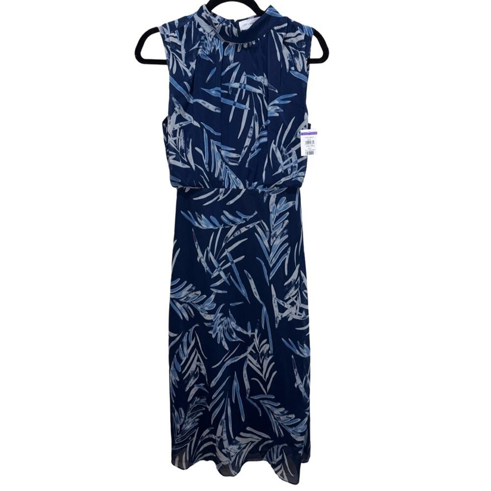 Nordstrom Lost + Wander Abby Print Sleeveless Midi Dress - Navy Blue Size S